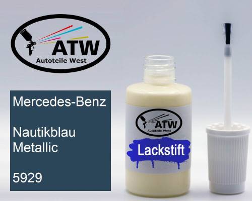 Mercedes-Benz, Nautikblau Metallic, 5929: 20ml Lackstift, von ATW Autoteile West.